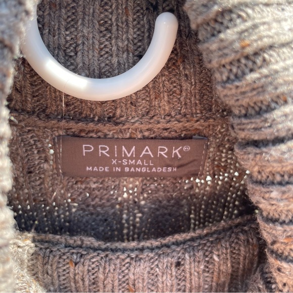 Primark Mix Cable Brown Knit Mock Neck Sweater - Picture 2 of 2